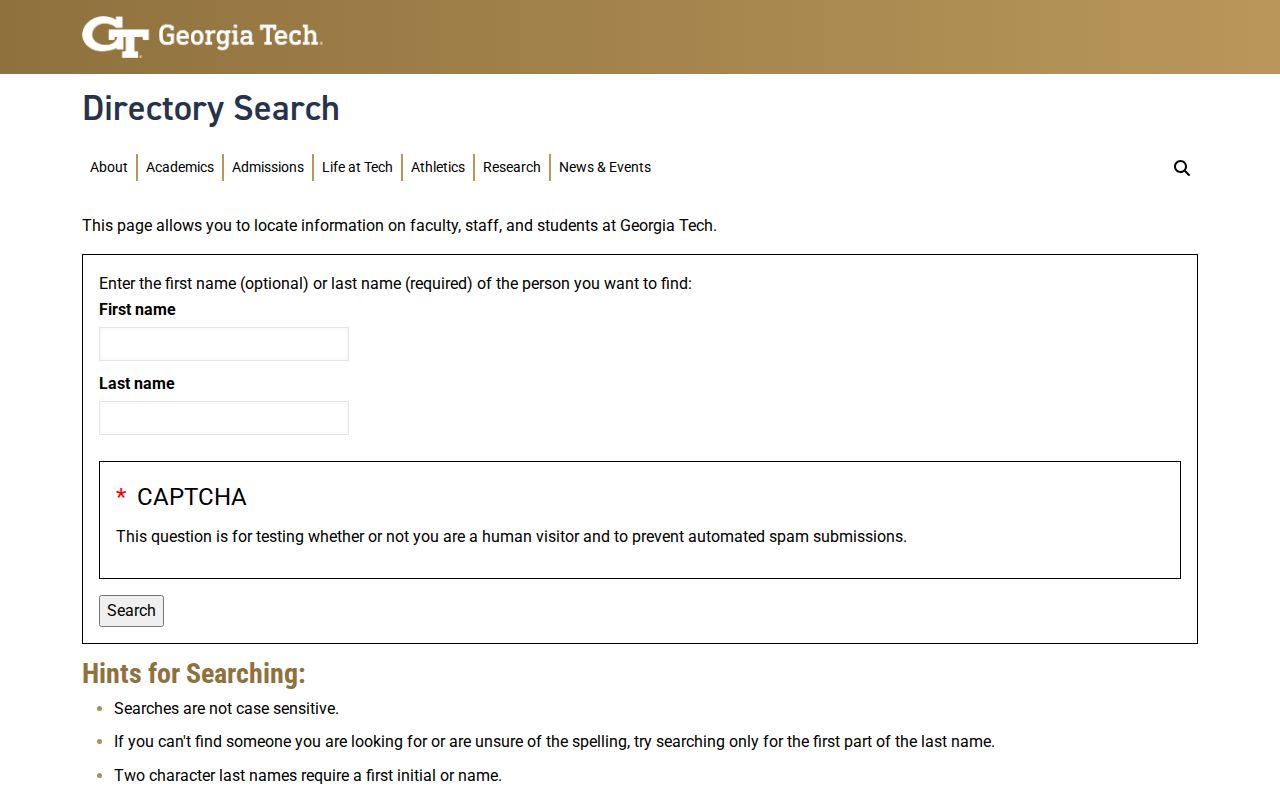 Suwanee people directories university search interface
